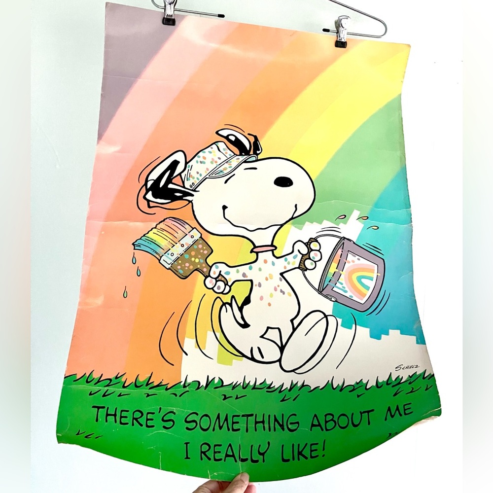 Vintage Snoopy pastel rainbow motivational poster wall art